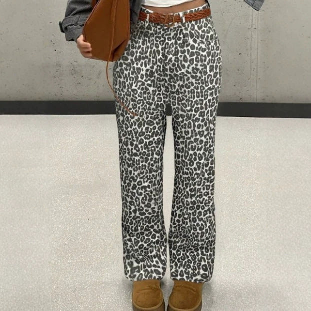 Women High-Waist Leopard-Print Palazzo Pants made of flowing fabric Mune Fashion