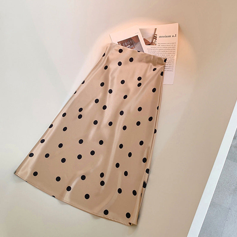 Ladies Elegant Satin Skirt with Polka Dots Mune Fashion