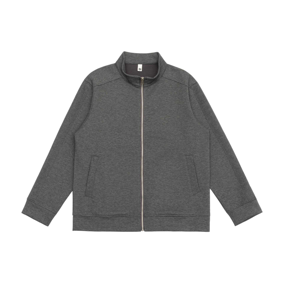Men's sweatshirt jacket with stand-up collar, continuous zipper, and contrast sleeve inserts Mune Fashion