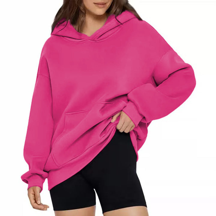 Women’s soft oversized hoodie with asymmetrical hem, kangaroo pocket, and dropped shoulder Mune Fashion