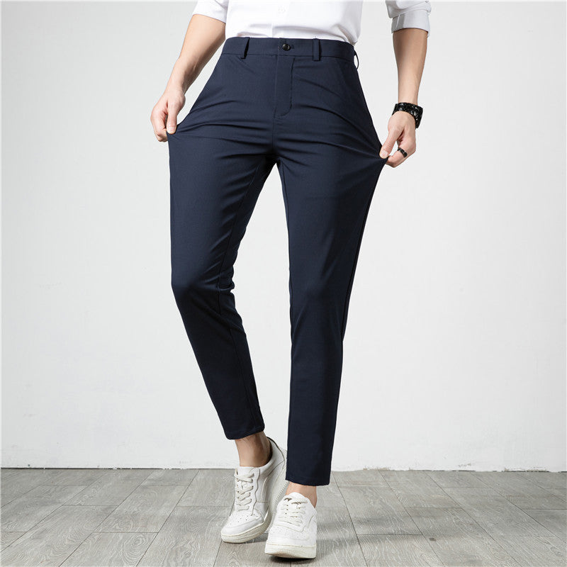 Men's Slim-Fit Stretch Trousers with Narrow Ankle Length Mune Fashion