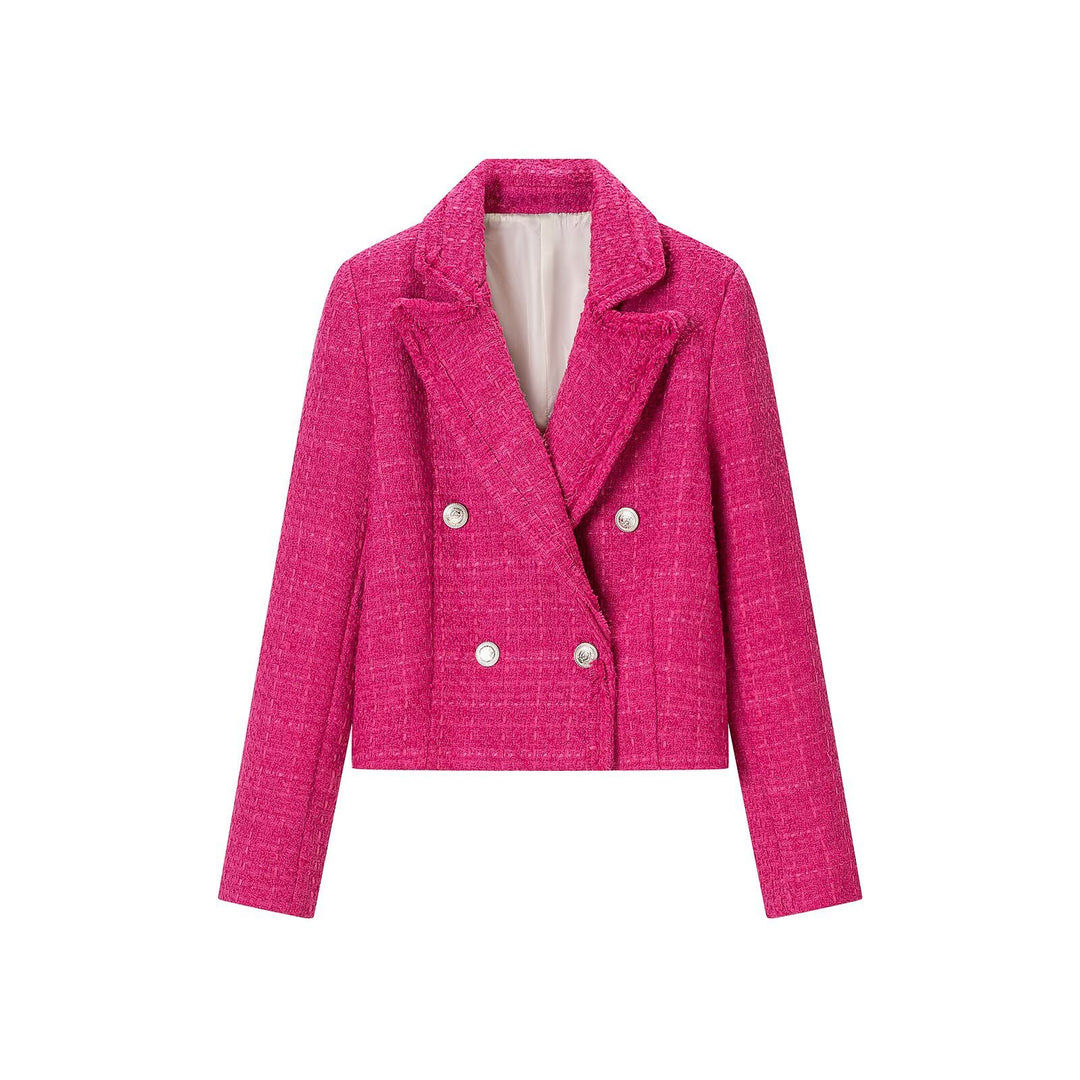 Women's Two-Piece Tweed Set with Short Blazer and Pleated Mini Skirt Mune Fashion