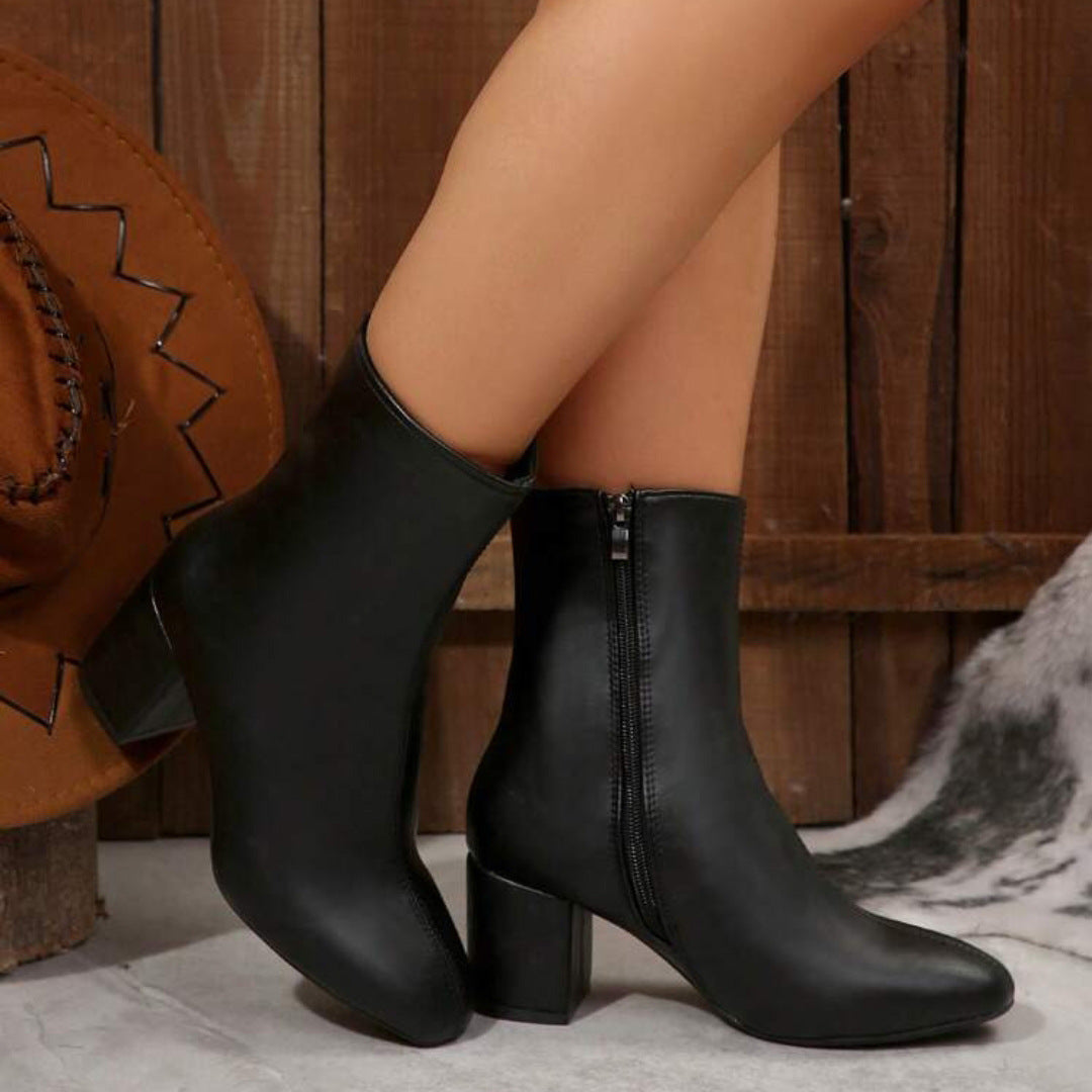 Women Elegant Block Heel Ankle Boots Mune Fashion 1787606100
