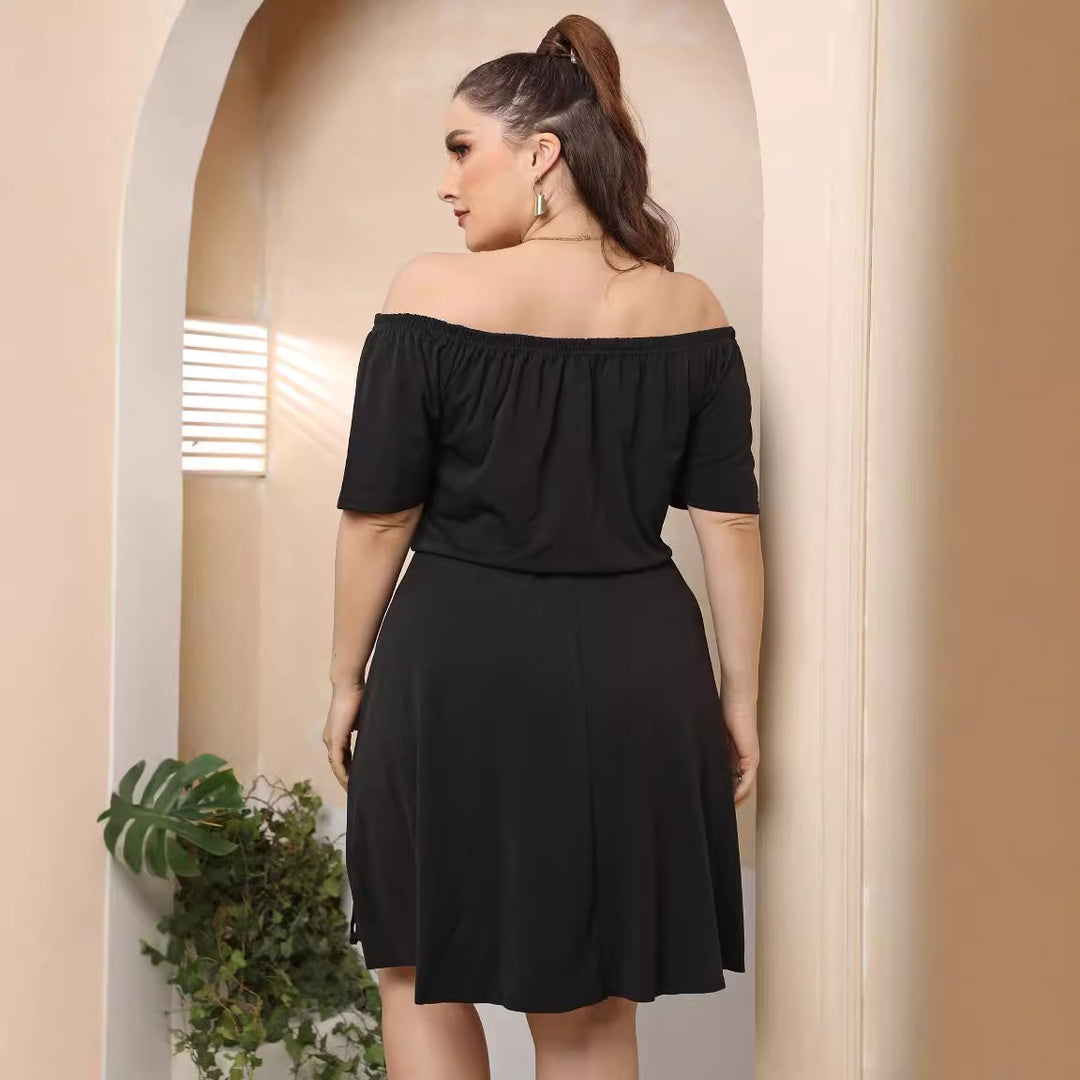 Women's Off-Shoulder Dress with Decorative Lace Pattern Mune Fashion