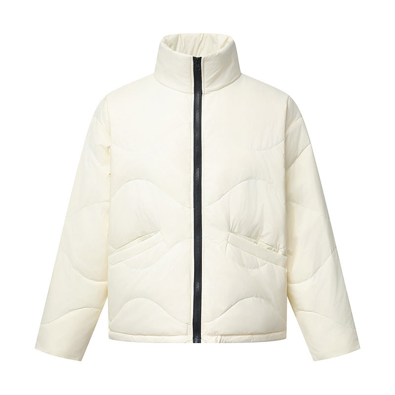 Women's short padded quilted jacket with wave quilting and high stand-up collar Mune Fashion