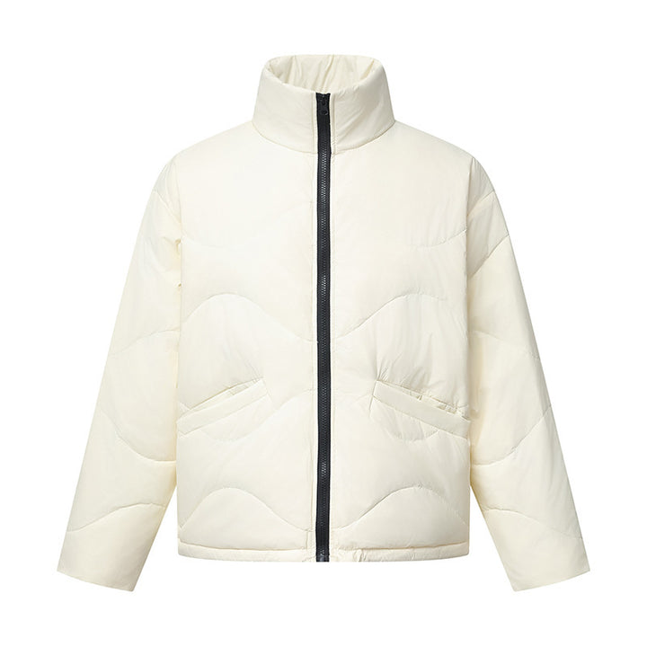 Women's short padded quilted jacket with wave quilting and high stand-up collar Mune Fashion