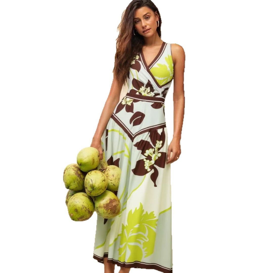 Women's bathing set with floral wrap top and flowing maxi skirt Mune Fashion