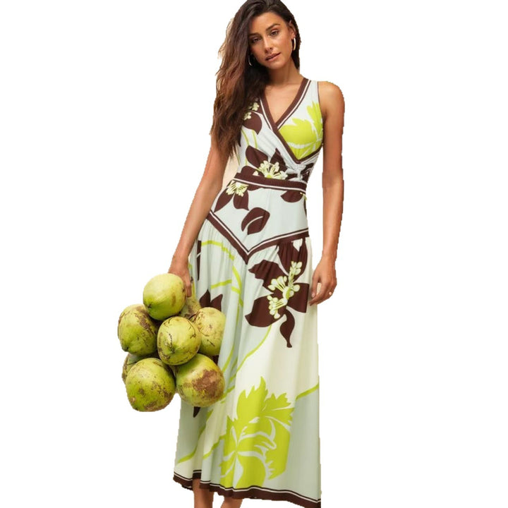 Women's bathing set with floral wrap top and flowing maxi skirt Mune Fashion