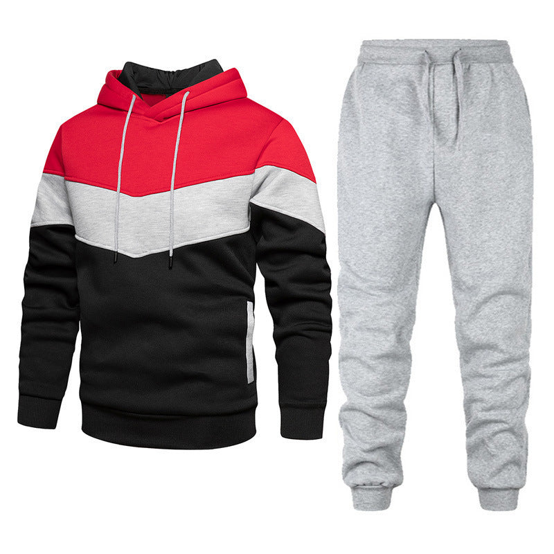 Men's Nano Athleisure Set with Chevron Hood, Fleece-Lined Pullover, and Slim-Fit Jogging Pants Mune Fashion