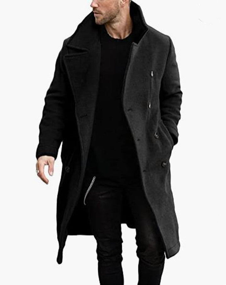 Men's Wool Coat In Modern Double-Breasted Toggle Look Mune