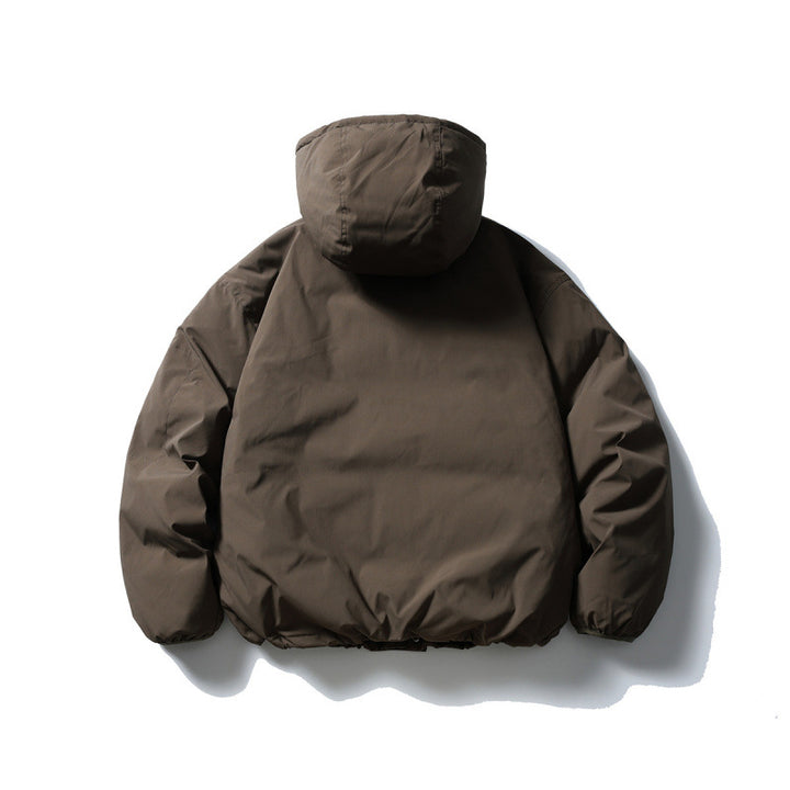 Unisex Boxy Padded Hoodie with Drawstring, Concealed Snap Placket and Utility Arm Pocket Mune Fashion
