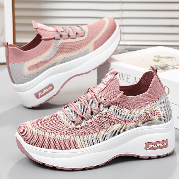 Women Sporty Sneakers with Breathable Knit Surface and Flexible Sole Mune Fashion