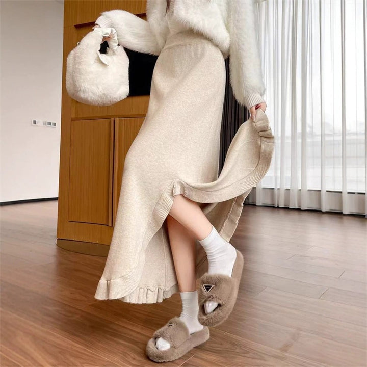 Women's Long Skirt with Ruffled Hem Mune Fashion