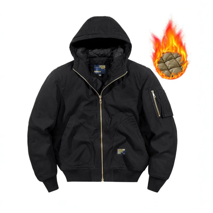 Men's hooded bomber jacket with quilted thermal lining and robust canvas outer material Mune Fashion