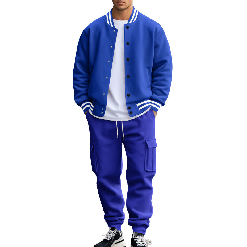 Men's nan sportives College set made of sweat jacket with press buttons and cargo jogging pants with drawstring Mune Fashion
