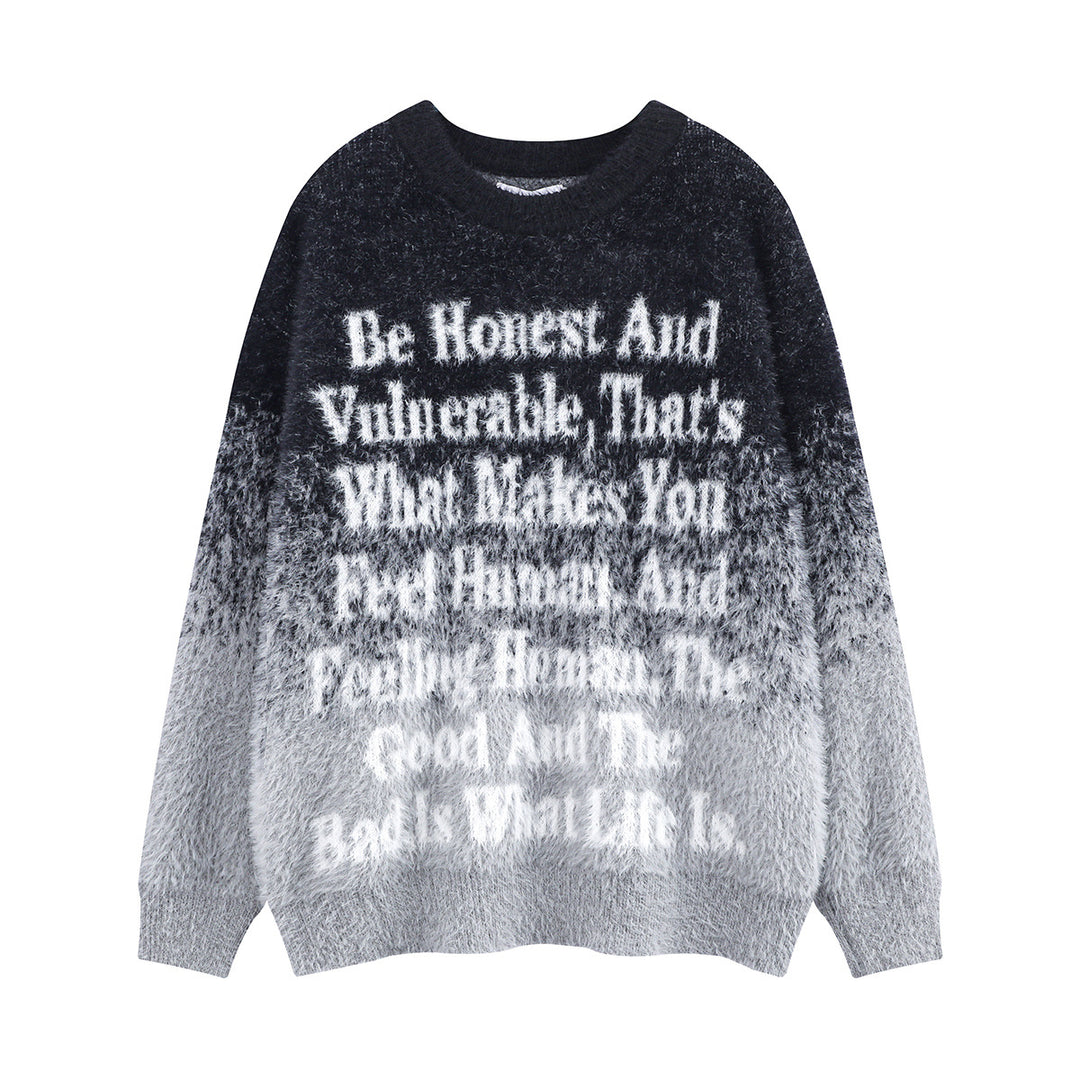 Women Fashionable Chunky Knit Sweater with Inspiring Print Mune Fashion