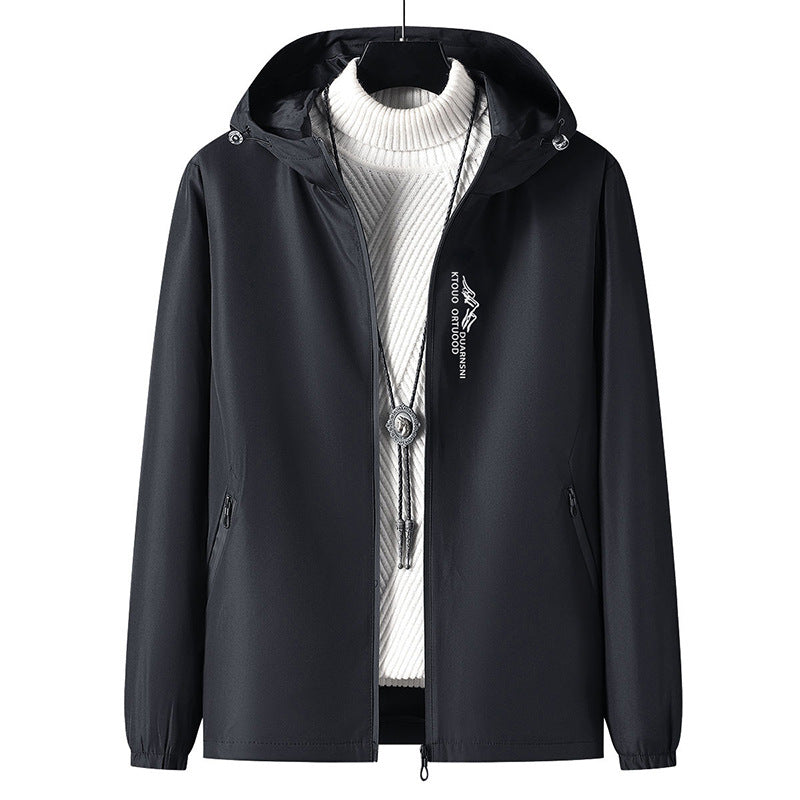 Men's Lightweight Outdoor Jacket with Adjustable Hood Collar Mune Fashion