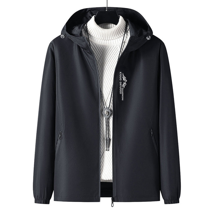 Men's Lightweight Outdoor Jacket with Adjustable Hood Collar Mune Fashion