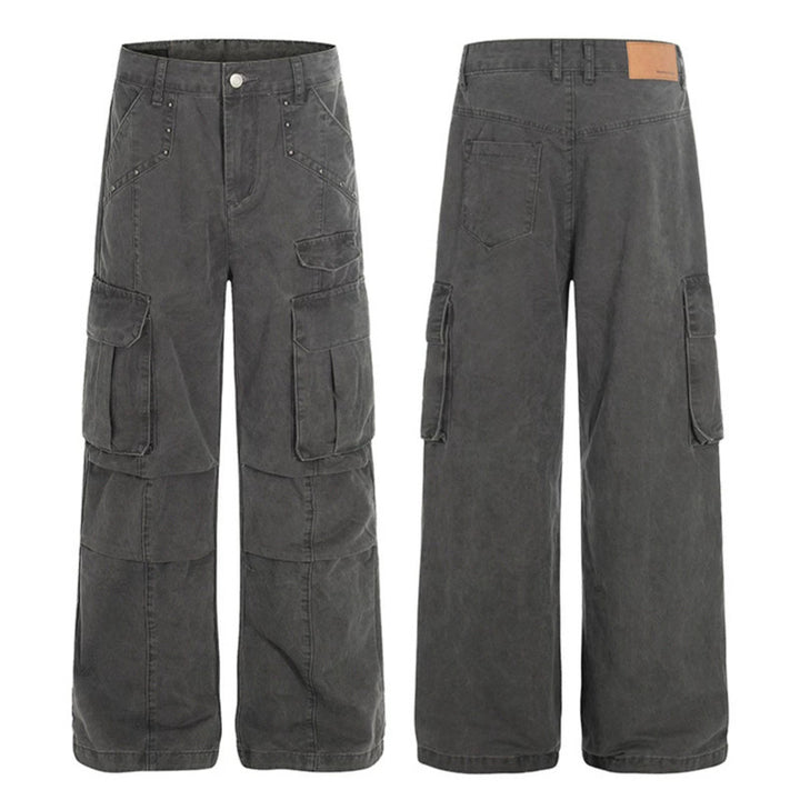Women High-Waisted Utility Cargo Pants in Worn Look with Wide Leg Mune Fashion