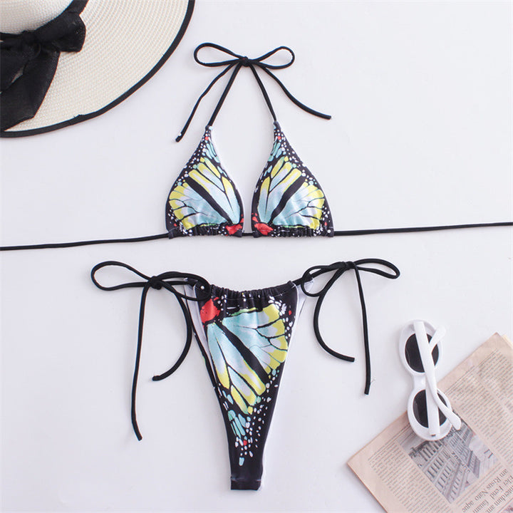 Women's Triangle Bikini with Butterfly Design and Adjustable Straps Mune Fashion