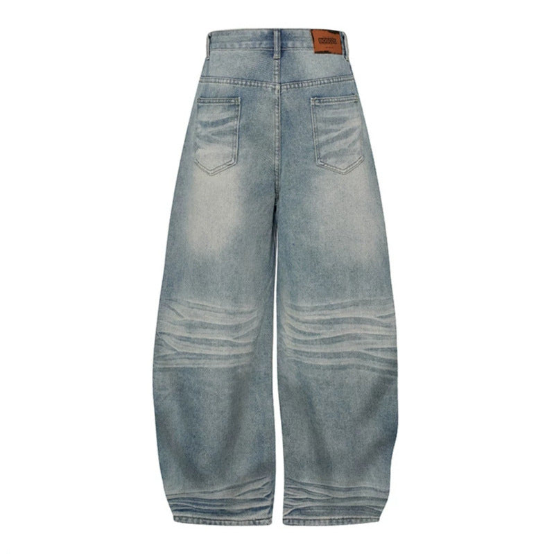 Women's Wide High-Waist Balloon Jeans with Decorative Seams Mune Fashion