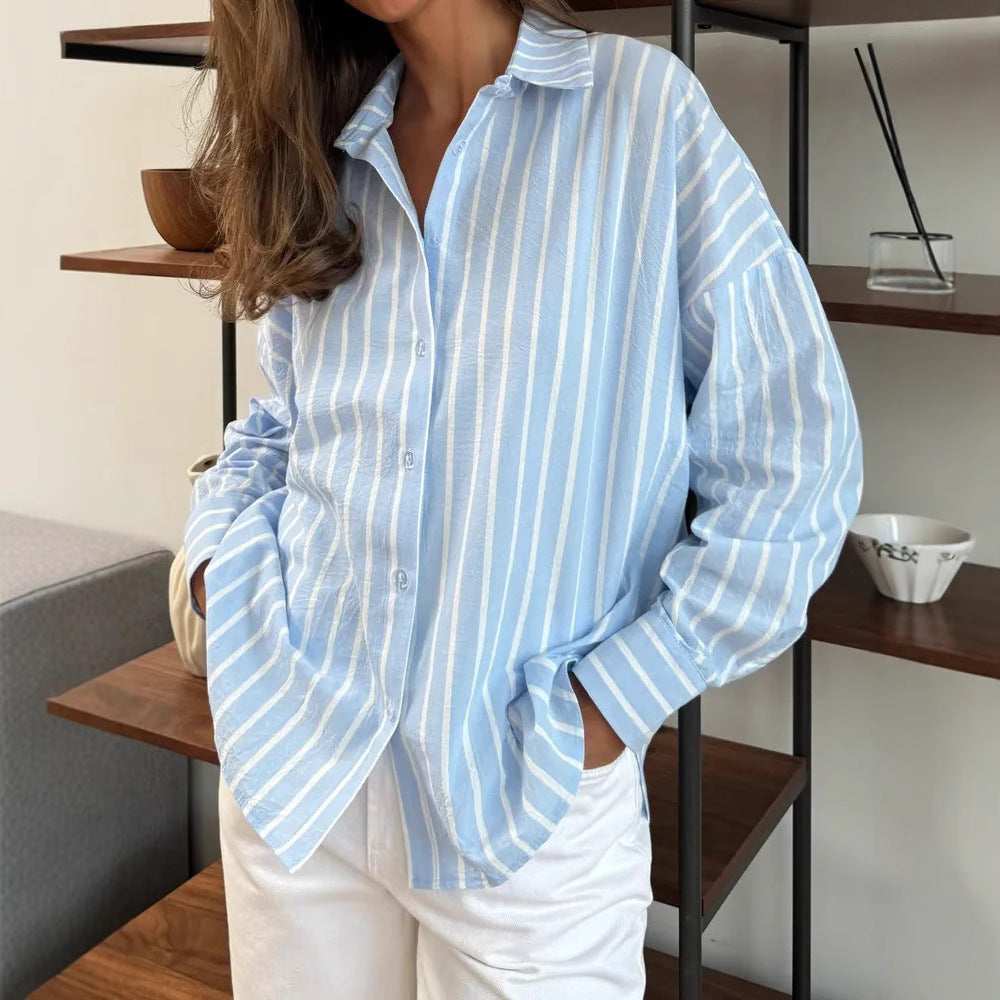 Women's Casual and Airy Striped Shirt Mune Fashion