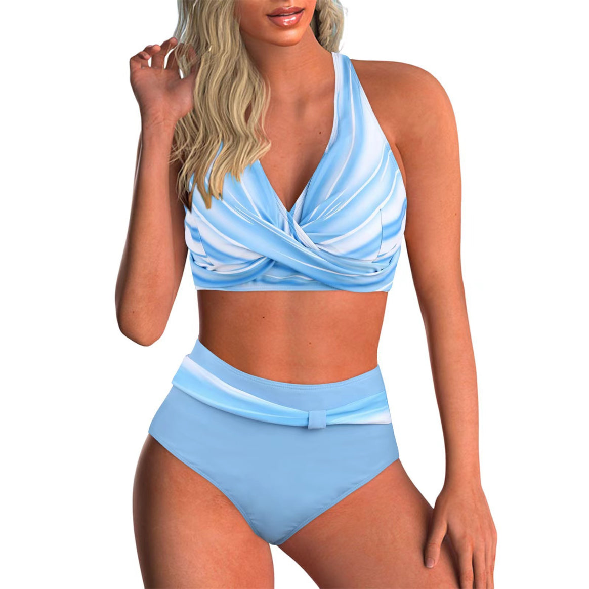 Women's Sporty Crop Top Bikini Set with High Waisted Pants Mune Fashion