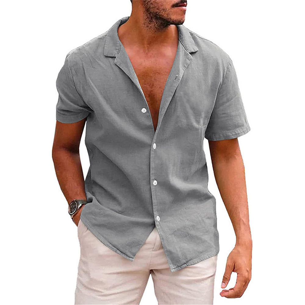 Men's Short Sleeve Leisure Shirt made of Lightweight Linen Mune Fashion
