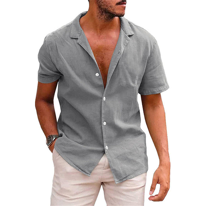 Men's Short Sleeve Leisure Shirt made of Lightweight Linen Mune Fashion