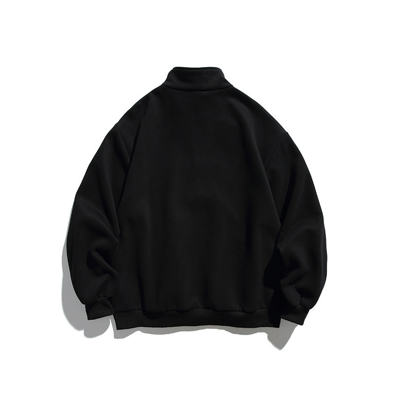 Unisex Oversize-Halfzip-Sweatshirt with Stand-up Collar, Kangaroo Pocket and Logo Print Mune Fashion