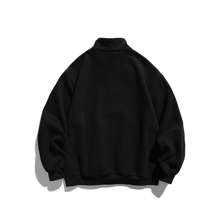 Unisex Oversize-Halfzip-Sweatshirt with Stand-up Collar, Kangaroo Pocket and Logo Print Mune Fashion