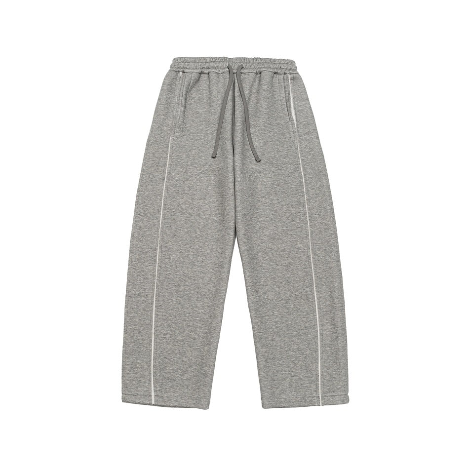 Women Relaxed-Fit Culotte Sweatpants with High Elastic Waistband and Contrast Piping Mune Fashion