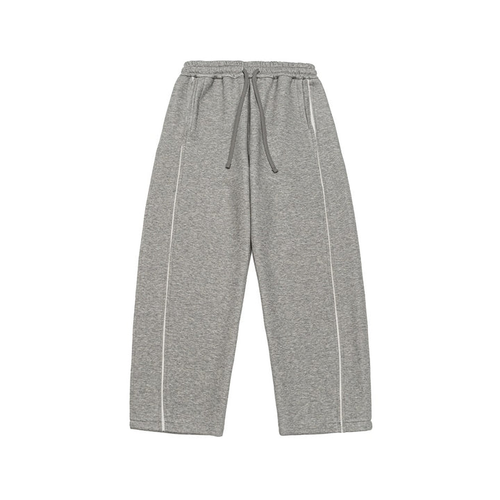 Women Relaxed-Fit Culotte Sweatpants with High Elastic Waistband and Contrast Piping Mune Fashion