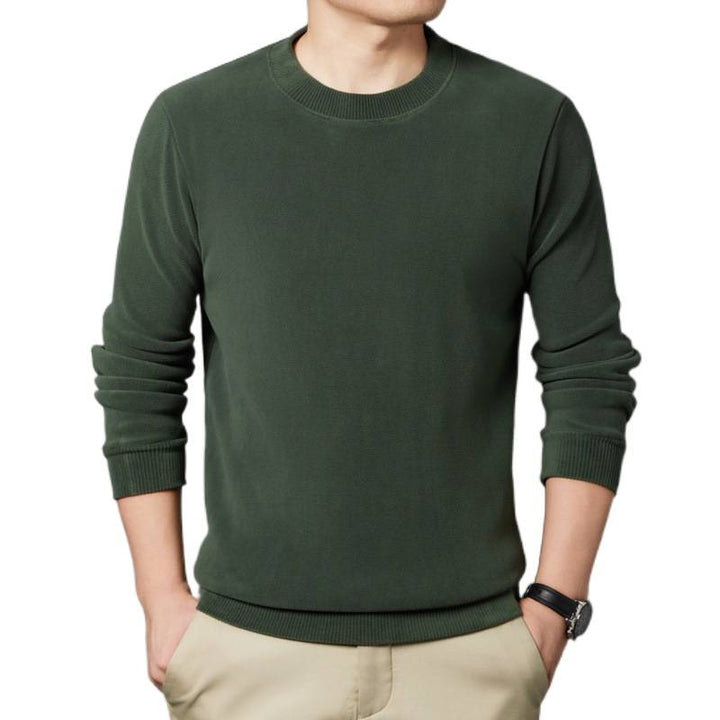 Men's fine round neck sweater made of cotton blend with ribbed cuffs and slim fit Mune Fashion
