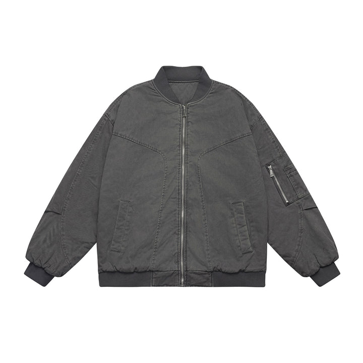 Unisex Oversize Utility Bomber Jacket with Arm Pocket, Elastic Hem and Concealed Side Pockets Mune Fashion