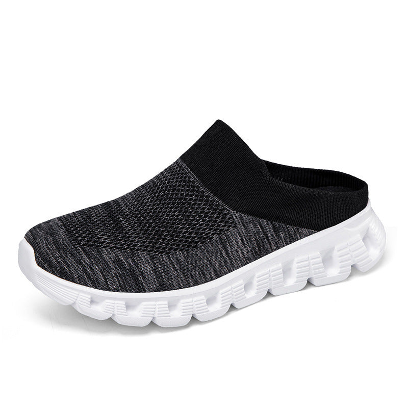 Unisex nan lighter travel slip-on mule with perforated air chamber sole and sock-like knitted shaft Mune Fashion