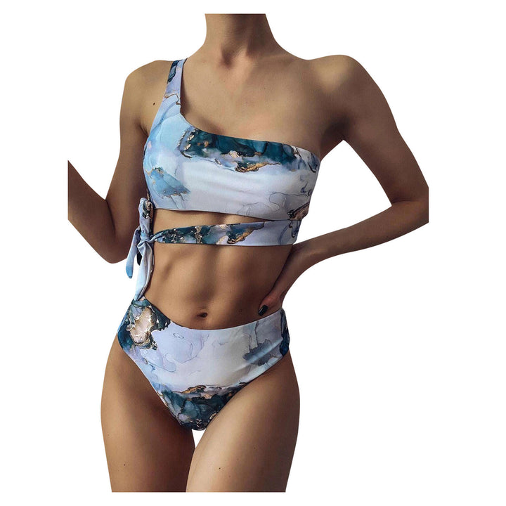 Women's Asymmetrical Bikini Set with Knotted Top Mune Fashion