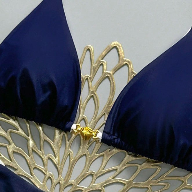 Women's Triangle Bikini with Adjustable Straps and Elegant Gold Accent Mune Fashion