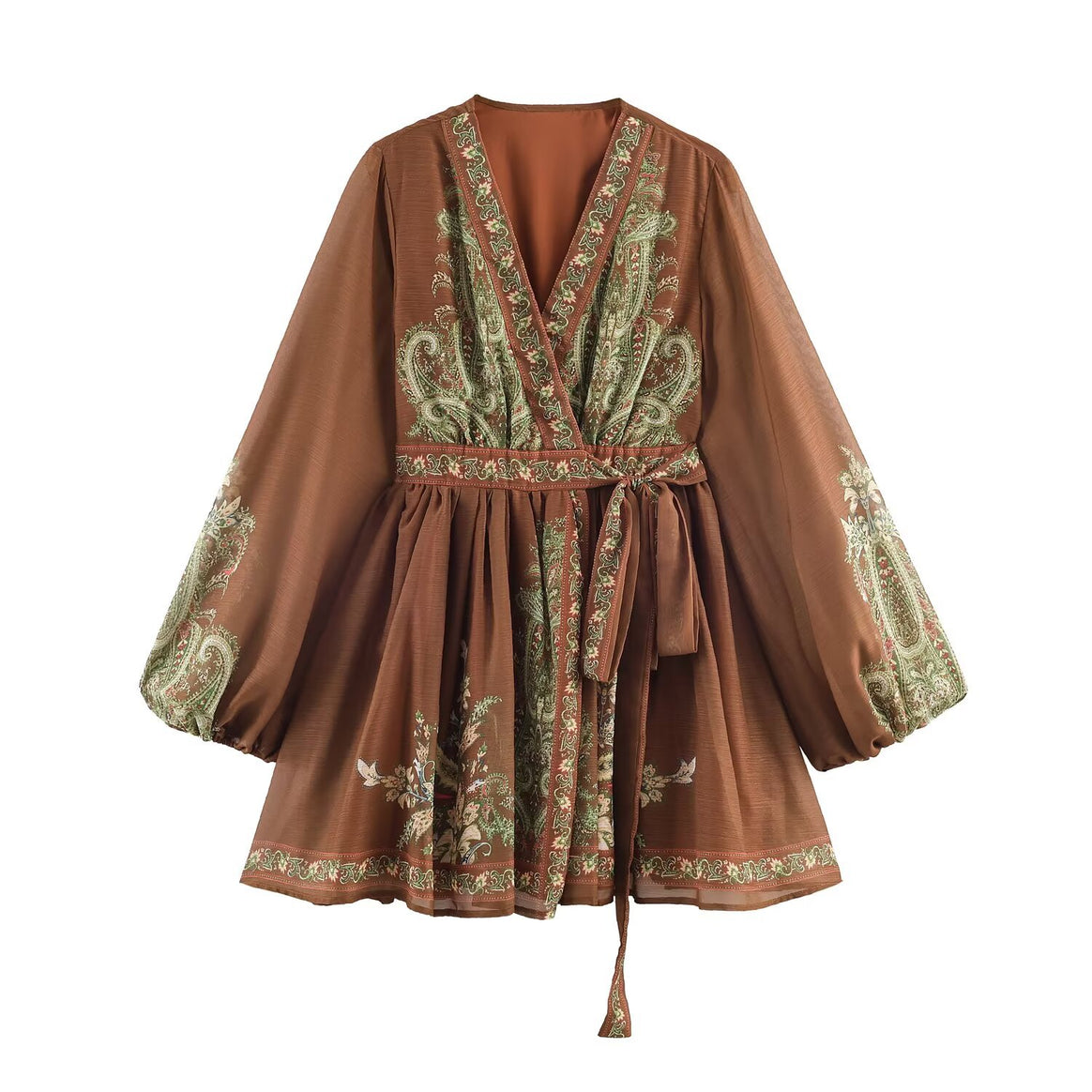 Women's short robe with elaborate embroidery in Boho-Kimono style Mune Fashion