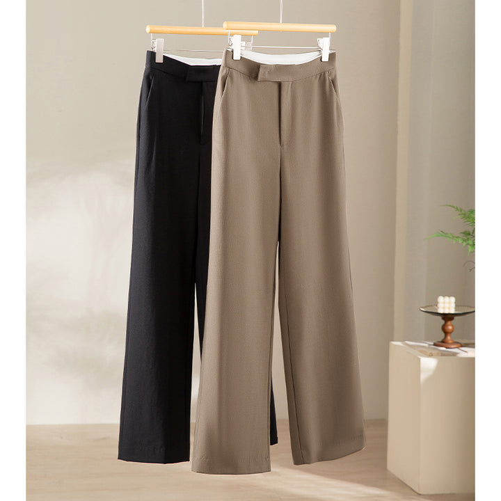 Women High-waisted wide Palazzo pants made of flowing satin with crease Mune Fashion