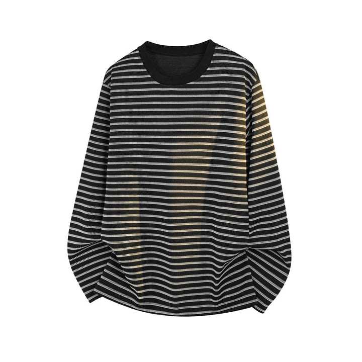 Men's Sporty Long Sleeve Shirt with Striped Pattern Mune Fashion