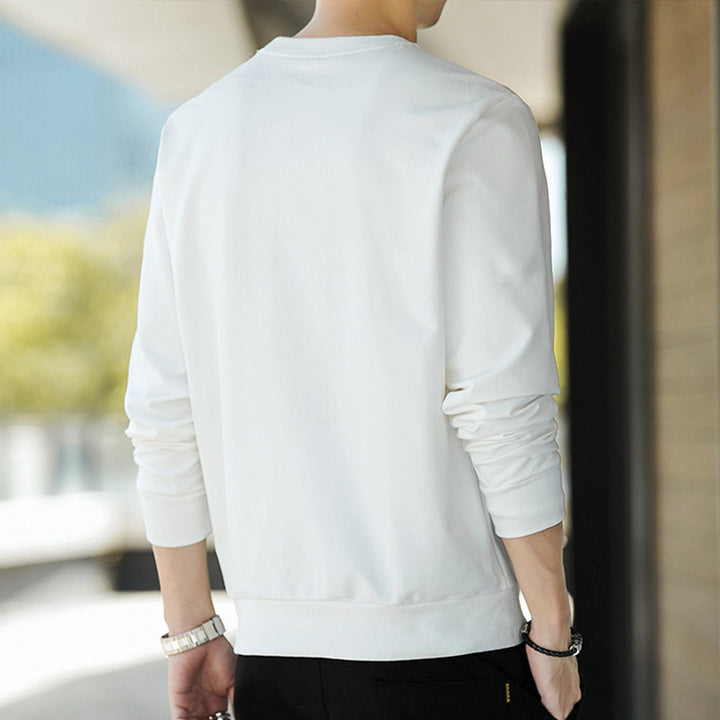 Men's Minimalist Cotton Sweatshirt with Crew Neck and Ribbed Cuffs Mune Fashion