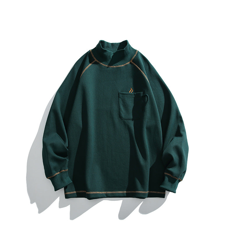 Unisex Oversize-Half-Collar Sweatshirt with Raglan Sleeves and Brust Pocket Mune Fashion