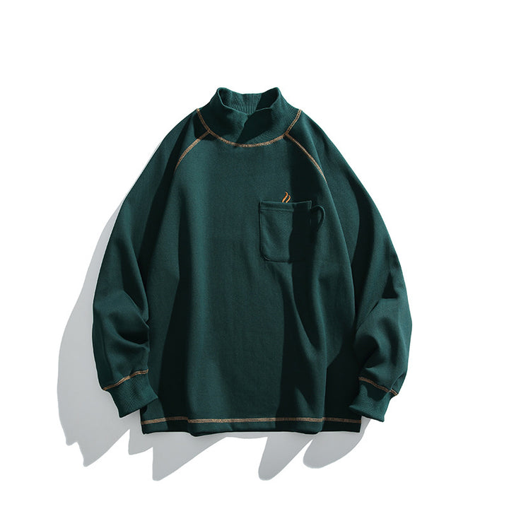 Unisex Oversize-Half-Collar Sweatshirt with Raglan Sleeves and Brust Pocket Mune Fashion