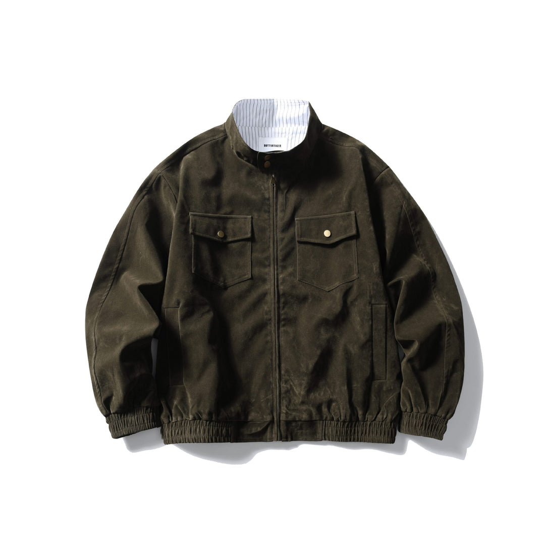 Men's Boxy Field Blouson made of sturdy canvas with high stand-up collar Mune Fashion