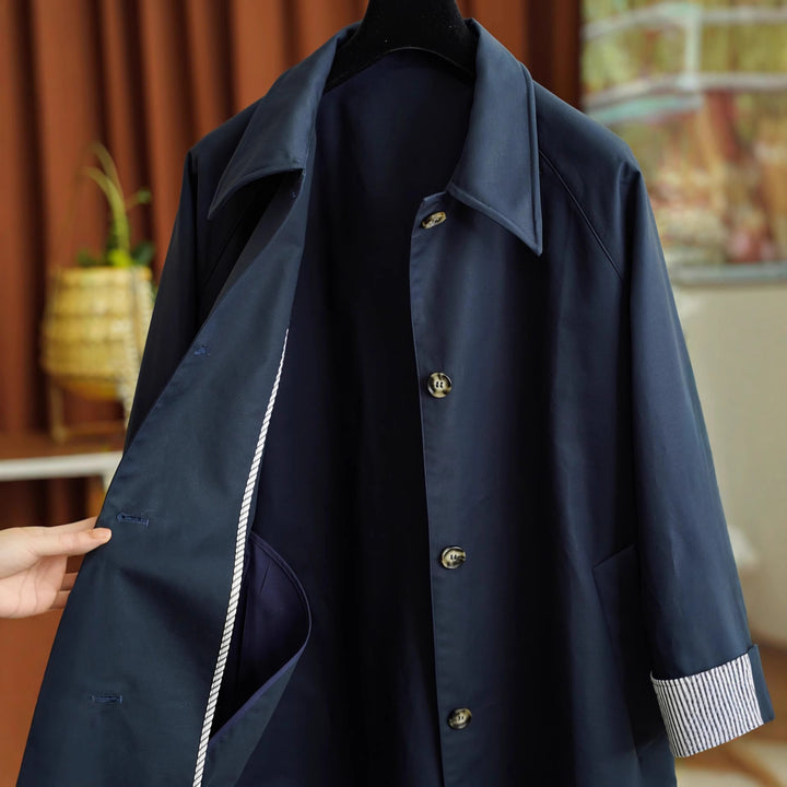 Women Elegant Trench Coat with Contrast Details Mune Fashion