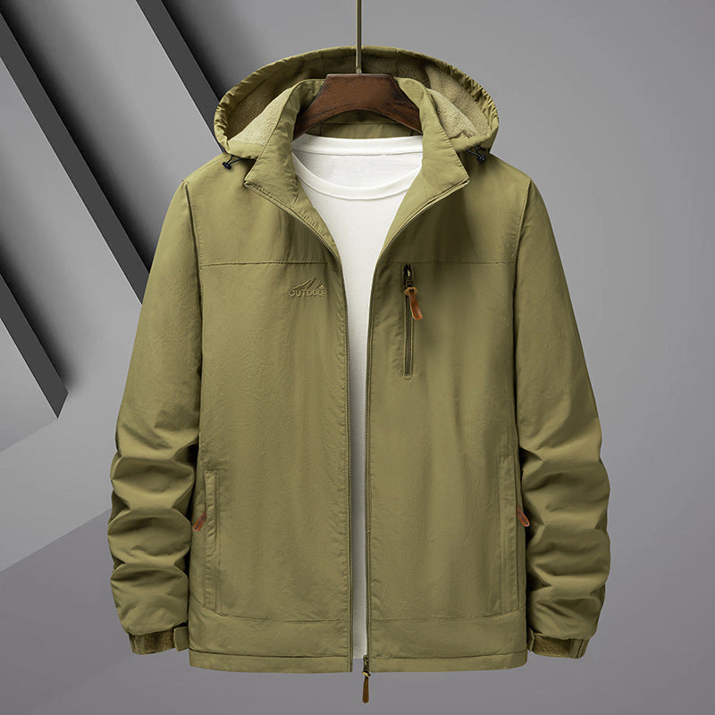 Men's Lightweight Rain Jacket with Hood and Water-Repellent Microfiber Outer Shell Mune Fashion