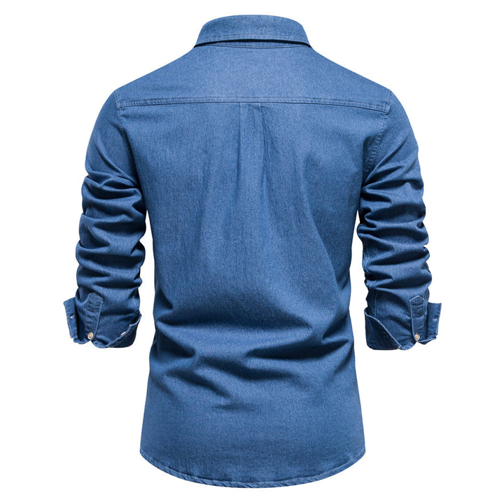 Men's narrow cut denim shirt with Kent collar and patch chest pockets Mune Fashion