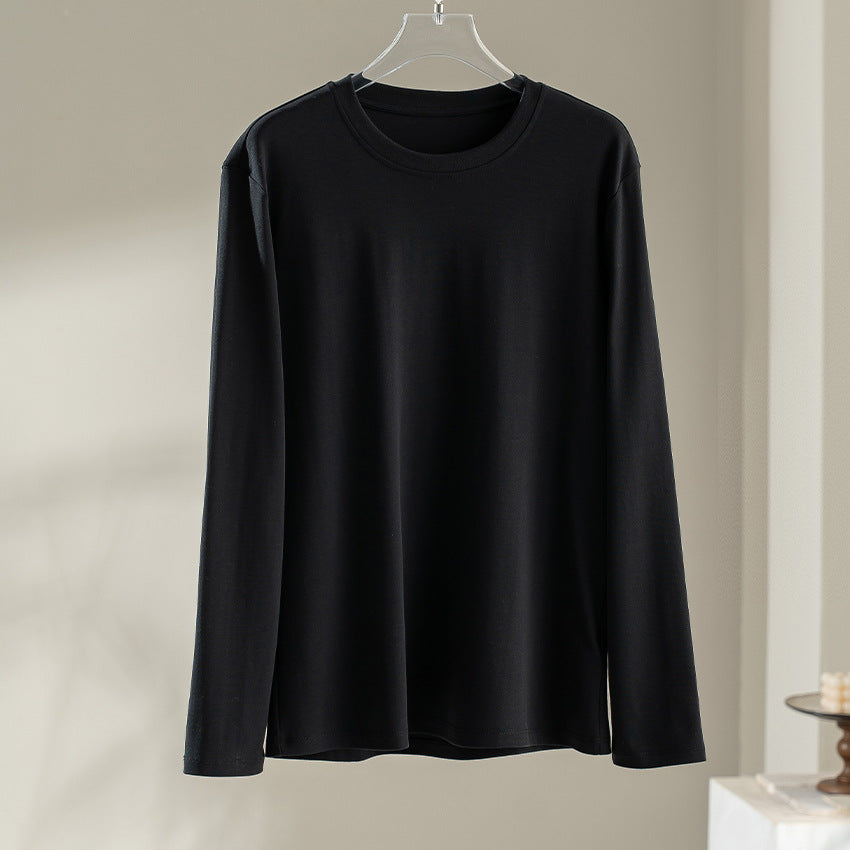Women's Long Sleeve Round Neck Long Sleeve made of Modal Mix with Flowing Silhouette Mune Fashion