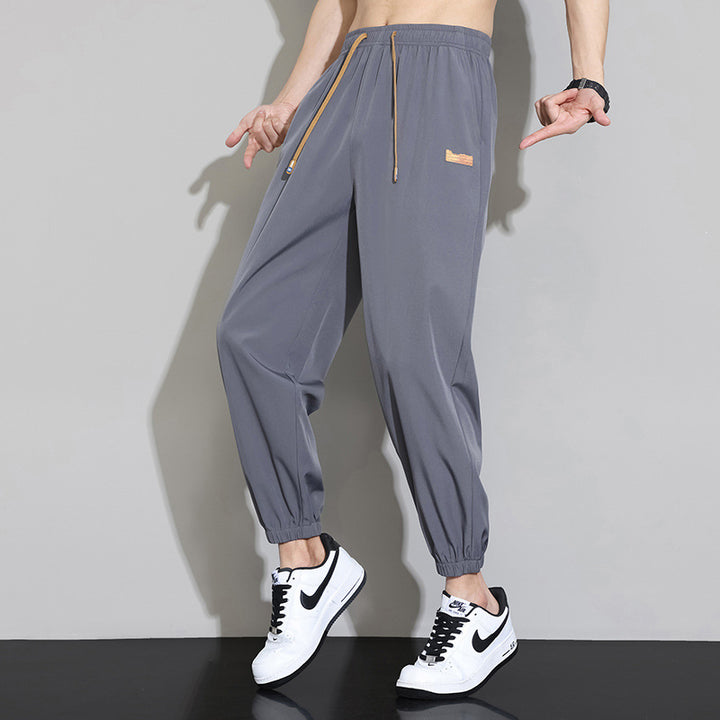 Men's Casual Leisure Pants with Elastic Waistband and Practical Pockets